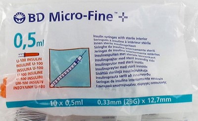 BD MICROFINE+ SER.INS. 0,5ML 29G 12,7MM 10 324824 BD MICROFINE+ SER.INS. 0,5ML 29G 12,7MM 10 324824