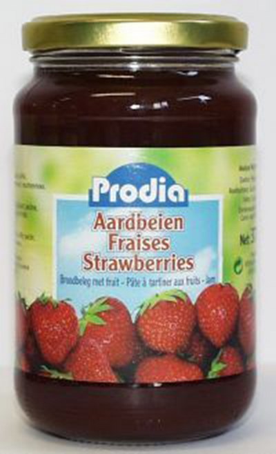 PRODIA JAM AARDBEIEN + FRUCTOSE  370G 6090 REVOGAN