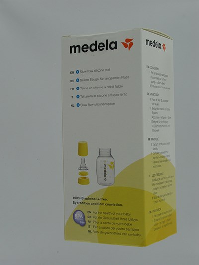 MEDELA FLES MOEDERMELK PLAST MET SPEEN SLOW FLOW